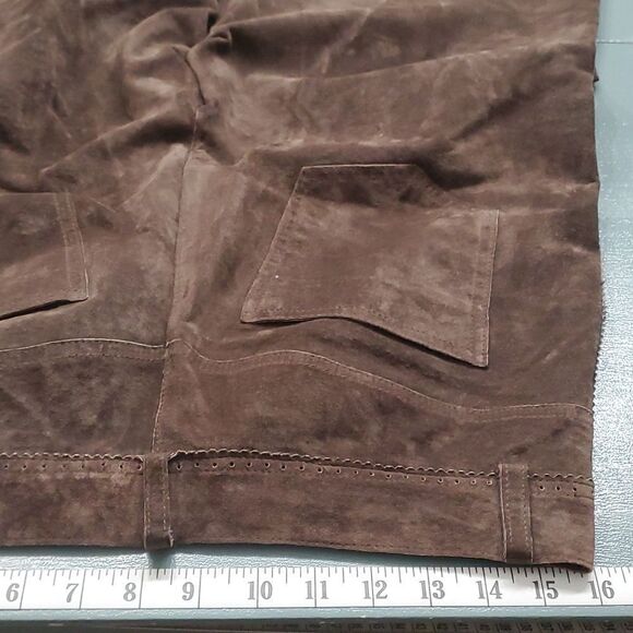 Women's suede pants, by think tank. Y2K  Completely lined. Size 6. Brownish gray - Picture 4 of 10